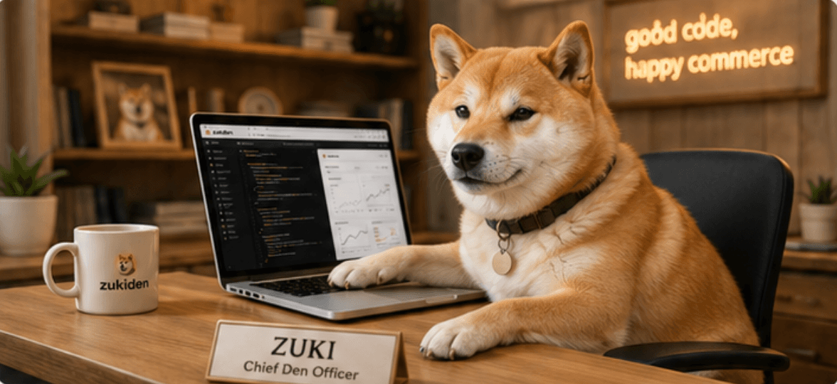 Zuki, Chief Den Officer, vid sin laptop i näset